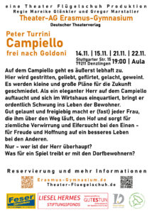 Theateraufführung Campiello im Erasmus-Gymnasium Denzlingen, Termine und Infos zur Reservierung.